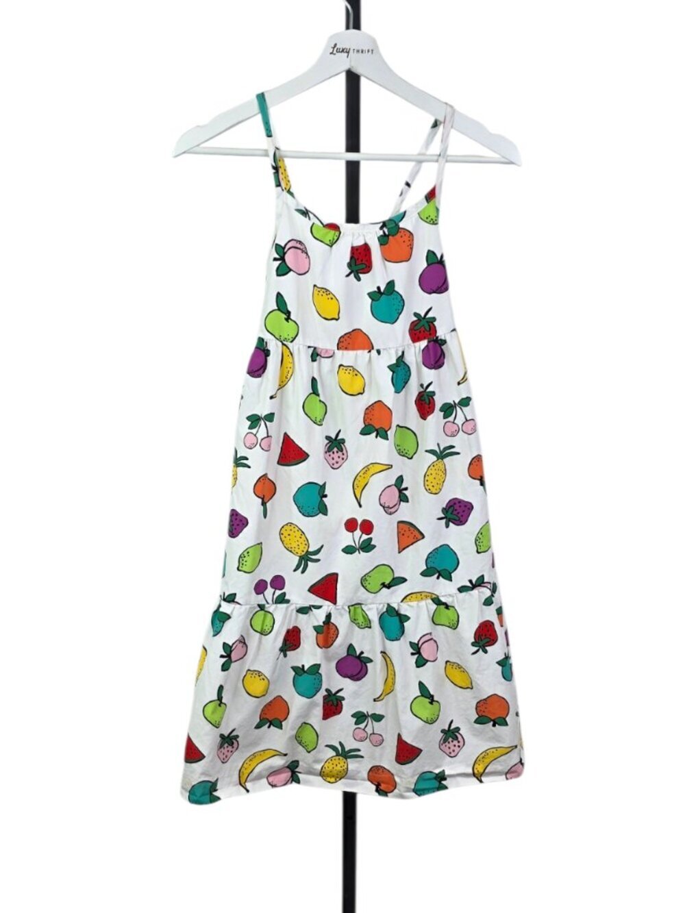 Hanna Andersson Girls Fruits Maxi Dress, Lined, Smocked, Colourful, Size 10